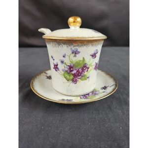 Norcrest Sweet Violets Jam / Jelly Jar with Ladle and Plate